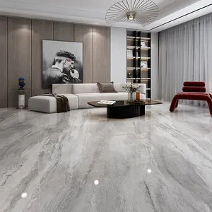 Grey Glossy Full Body Marble Modern Porcelain Tiles Interior Tiles Stone Imitation Texture More Than 5 Years Interior Floor
