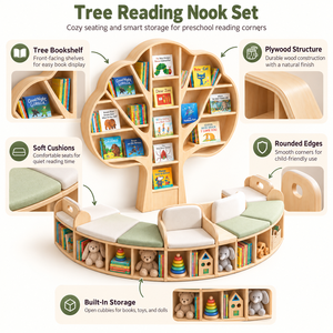 Wooden Tree Bookshelf <strong>Montessori</strong> Preschool Daycare <strong>Furniture</strong> for Library Classroom Childcare Kindergarten Toddler Kids - Product Image 2