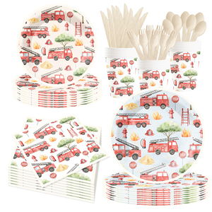 DAMAI Customized <b>Fire</b> Fighting Truck Theme Party Tableware Set Birthday Party Supplies for Kids Birthday Disposable Plates Cups - Product Image 4