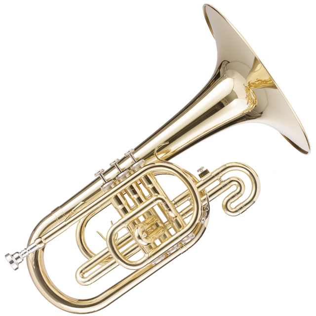 Gold-Lacquer F Major Marching Mellophone with Stainless Steel Pistons-Elegant Brass Instrument