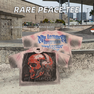 เสื้อยืดผู้ชาย Rare Peace High Street 280 กรัม ระบายอากาศได้ดี ทรงโอเวอร์ไซส์ วินเทจ ประดับคริสตัล 100% ผ้าฝ้ายถักลายตัวอักษร - Product Image 2
