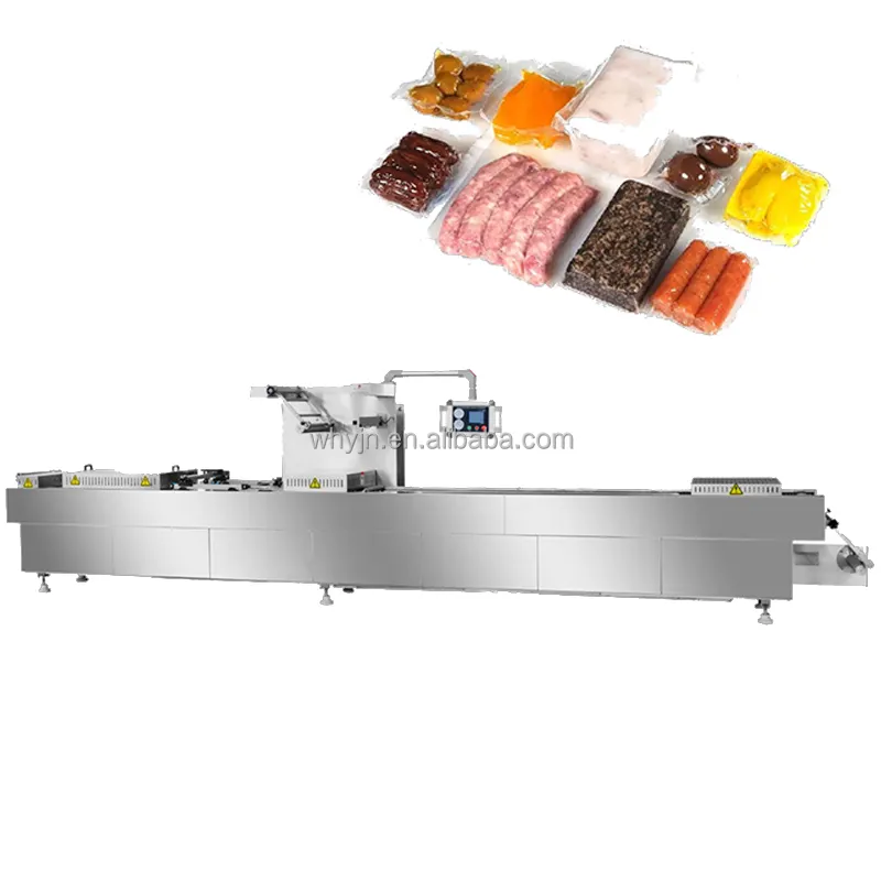 स्टेक, चिकन विंग, चिकन लेग, मांस, स्नैक उत्पादों के लिए रोलस्टॉक थर्मोफॉर्मेड वैक्यूम एमएपी पैकेजिंग मशीन