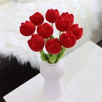 Bunga Tulip buatan tangan, Set dalam tiga warna untuk dekorasi ruang tamu, hadiah sempurna untuk Hari Ibu guru