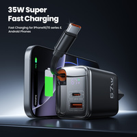 Toocki Produk Terbaru Laris Manis Teknologi GaN PD 67W 3-Port USB+Type-C Pengisi Daya Cepat Kabel Retractable Laptop Proteksi OTP