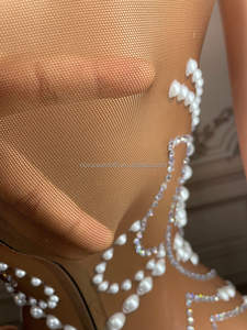 Novance Y2496 عناصر الموضة المصنوعة يدويًا من الكريستال الماسي مطرز بالخرز Xxx Bodycon عرض ملابس للنساء - Product Image 5