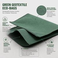 Sac géotextile en polypropylène non tissé résistant aux UV et aux déchirures, vert et noir, anti-vieillissement, pour projets de terrassement à long terme