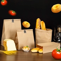 Sachets de papier Kraft à fond plat, 50 pièces, qualité alimentaire, pour pain à emporter, sans poignée
