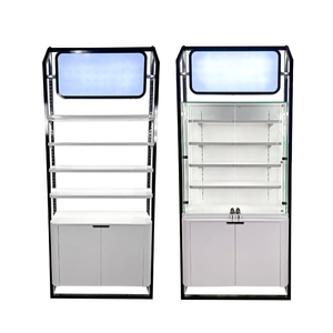 Modern Cosmetic Display Rack with LED Light Box Luxury Retail Beauty Shop Shelving Unit with Bottom Storage <b>Cabinet</b> - Product Image 2