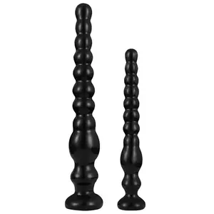 Long silicone rubber beads black fat ass for women anal plug sex toys