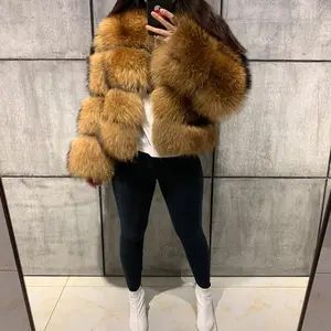 Femmes nouvelle mode manteau de fourrure imitation fourrure de raton laveur couture manteau de fourrure de raton laveur pour l'hiver