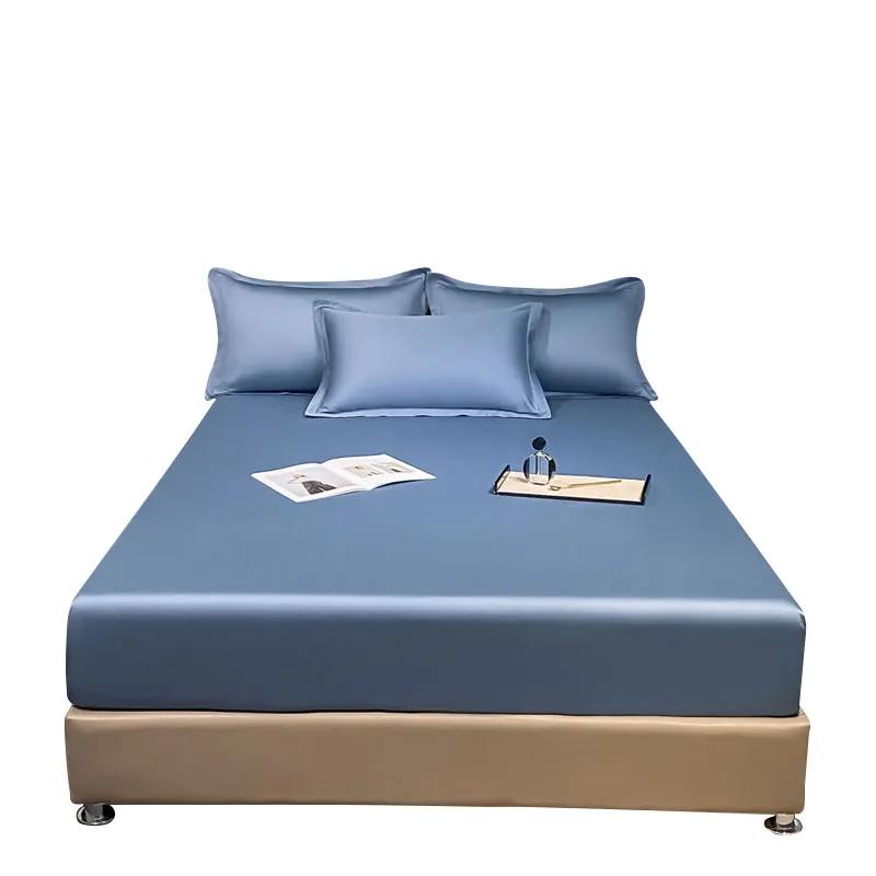 Hot Selling Accept Custom Blue 100 Long-Staple Cotton Fitted Sheet