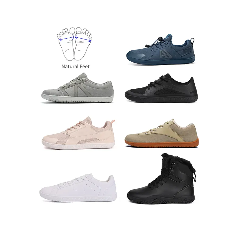 Baskets de course sur sentier Chaussures minimalistes Chaussures à bout large Box Zero Drop Sole Hommes Chaussures pieds nus