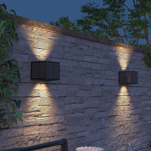 Lámpara Solar <span class=keywords><strong>de</strong></span> Exterior con Ángulo Ajustable, Estilo Nórdico, Ilumina hacia Arriba y hacia Abajo, con Sensor <span class=keywords><strong>de</strong></span> Luz Solar, Lámpara Negra para Jardín o Porche - Product Image 6