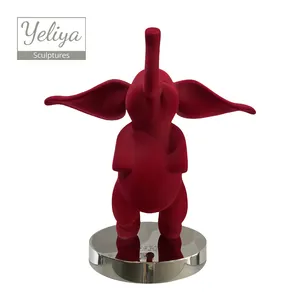 Éléphant rouge personnalisé en résine sculpture impression 3d flocage de résine simple moderne décorations pour la maison