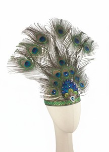 إكسسوار شعر على شكل ريش طاووس ملون، غطاء رأس بأسلوب عرقي مبالغ فيه، إكسسوار شعر واسع للرقص والعروض - Product Image 5