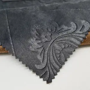 New Style 100% Polyester Embossed Holland Velvet With Non-woven Backing Fabric