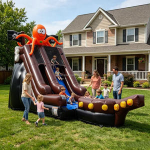 Tobogán Acuático Inflable Personalizado <span class=keywords><strong>con</strong></span> Temática de Barco Pirata, Parque Acuático Inflable <span class=keywords><strong>con</strong></span> <span class=keywords><strong>Piscina</strong></span> para Niños, Fiestas de Verano en el Patio Trasero, <span class=keywords><strong>Alquiler</strong></span> - Product Image 1