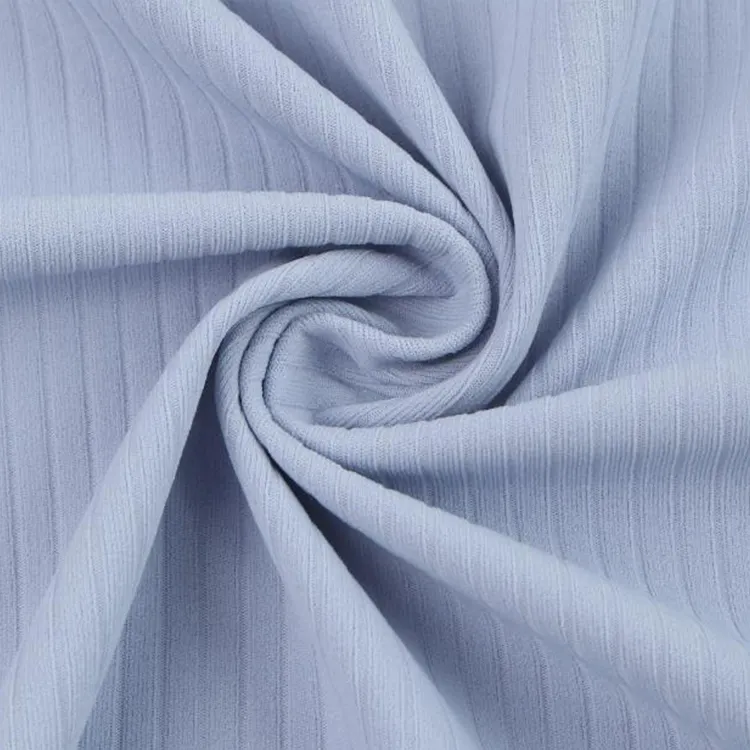 High Quality 4 Way Stretch Soft Rib Stripes Weft Knit Nylon Spandex Ribbed Sportswear Fabric For Bras Underwear