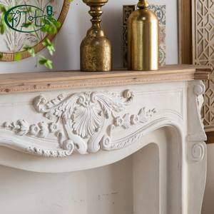 Carved Vintage White Fireplace Decorative <b>Shelf</b> For Living Room French Style Ultra <b>Thin</b> Entryway Stand A2520 Distressed White - Product Image 2
