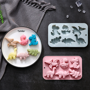 AE003-Molde de Silicona con Forma de Dinosaurio, Decoración de Pasteles, 6 Agujeros, Hoja, Galleta, <span class=keywords><strong>Chocolate</strong></span>, Fondant - Product Image 2