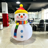 Grand bonhomme de neige gonflable avec écharpe arc-en-ciel, décoration de Noël en tissu Oxford, résistant à l'eau et au soleil, installation facile pour l'extérieur