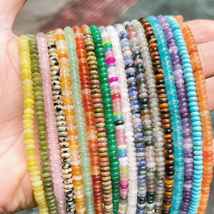 Cuentas sueltas al por mayor, colores mezclados, piedra natural, Agujero liso, cuentas en forma de ábaco para creación de diseño de joyería hecha a mano - Product Image 1