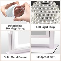 Miroir de maquillage LED de bureau avec fonction de charge de téléphone, miroir cosmétique pour table de maquillage, chambre à coucher, usage domestique