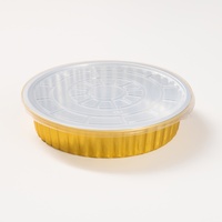 Barquette alimentaire jetable en aluminium rond avec couvercles en PP, bac de cuisson robuste en pulpe moulée, plateaux de cuisson, pour plats à emporter