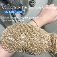 Gant de bain exfoliant en jute naturelle, gant de douche écologique en fibre de jute pour éliminer les peaux mortes, spa à domicile