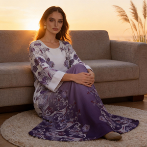 High Quality Custom Printed Polyester Elegant Long Maxi Abaya <b>Dress</b> for Muslim <b>Women</b> Wholesale - Product Image 3