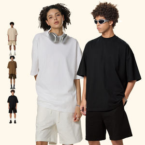 เสื้อยืดผ้าถักลายสีพื้นสำหรับผู้ชายเสื้อโอเวอร์ไซส์ทำจากผ้าฝ้าย100% 250กรัม - Product Image 1