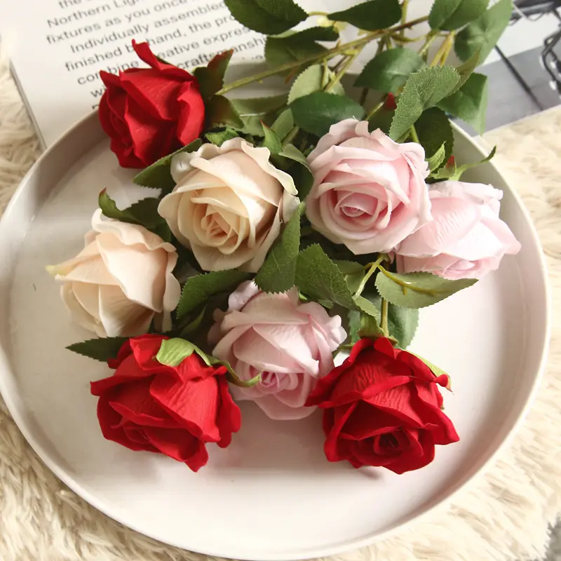 E-L011 Großhandel Seide <span class=keywords><strong>Rosen</strong></span> rot rosa künstliche einzelne Rose Blume für Hochzeits feier Home Decoration