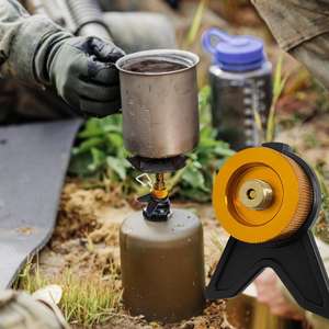 Adaptateur de cartouche de gaz en alliage d'aluminium, orange, portable, pour réchaud de camping, connecteur de brûleur à combustible longue durée - Product Image 2