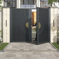 Puerta China Retráctil Anticolisión de Aleación de Aluminio para Patio de Villa, de Doble Apertura, Plegable Múltiple, Automática y sin Rieles