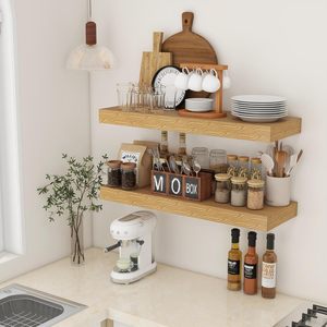 أرفف عائمة عميقة للرفوف الجدارية عميقة البلوط الطويل ، رف غسيل الكتب - Product Image 4