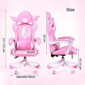 Chaise de jeu rose Sakura d'Italie, chaise d'ordinateur pour fille, étoile à six branches, aile mignonne et <span class=keywords><strong>douce</strong></span>, chaise longue, coussin en forme de cœur, e-sport - Product Image 3