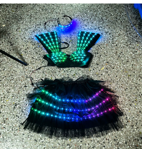 Costume Tutu LED RGB Luminoso per Donne, Outfit da Palcoscenico con Occhiali Luminosi, <span class=keywords><strong>Abito</strong></span> per Spettacoli in Discoteca e Carnevale - Product Image 1