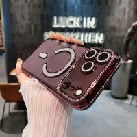Coque de luxe haut de gamme en TPU électroplaqué antichoc magnétique pour iPhone 17 Pro Max, compatible avec iPhone 18, 17, 16, 15, avec strass intégrés
