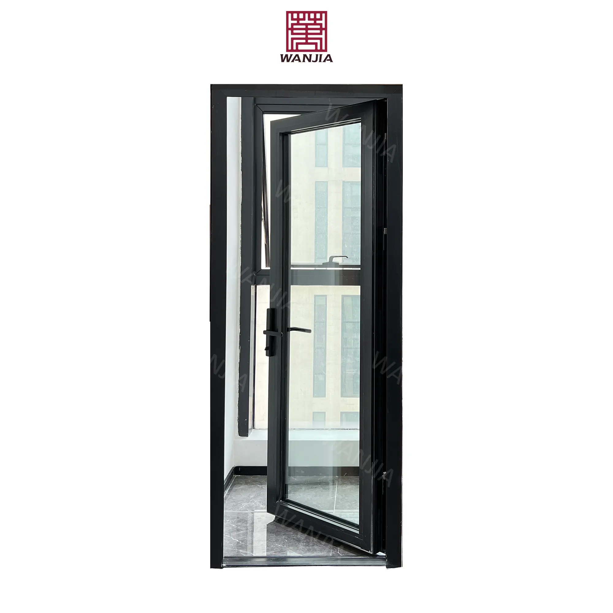 Puerta de entrada de aluminio para interior de fábrica, aislamiento térmico personalizado, puertas francesas de vidrio