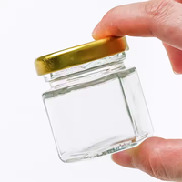 Pot à miel vide rechargeable 45 ml, mini pot en verre transparent pour gelée, miel, confiture, bonbons, avec couvercle métallique