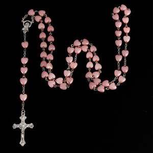 Collier <span class=keywords><strong>de</strong></span> perles <span class=keywords><strong>de</strong></span> prière personnalisé à la mode Collier <span class=keywords><strong>de</strong></span> perles cœur <span class=keywords><strong>rose</strong></span> Vierge <span class=keywords><strong>Marie</strong></span> Collier <span class=keywords><strong>de</strong></span> pendentifs croix Bijoux pour femmes - Product Image 1
