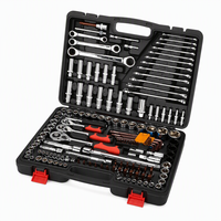 Kit d'outils à main pour mécaniciens en acier au carbone noir traité thermiquement, 151 pièces, avec embouts de 1/4, 3/8 et 1/2 pouce, pour usage en garage - Vente en gros