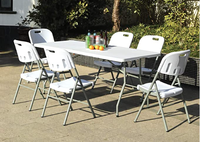 Table pliable en plastique robuste pour les fêtes intérieures et extérieures pique-nique camping mariage barbecue restauration jardin salle à manger-pliable en deux