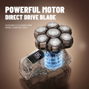 Máy cạo râu đầu có thể tháo rời Cạo râu khô/ướt cho nam giới Bộ dụng cụ chải chuốt dao cạo điện không thấm nước có màn hình LED và loại C - Product Image 6