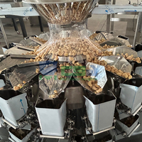 Machine de pesage compacte à 14 têtes, haute précision, avec fonctions d'emballage, de collage et d'étiquetage pour ligne d'emballage alimentaire (sacs/feuilles)