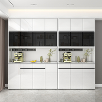 Meuble de salle à manger moderne de luxe, console en bois, buffet, armoire de bar avec dessus en marbre, buffet blanc avec rangement