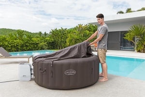 Novedad 2025 Bestway 6001S para Exterior 196x71cm 3-4 Personas Jacuzzi Spa Hinchable Redondo de PVC con Rociador de Ahorro Energético Dominican - Product Image 4