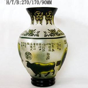 사용자 정의 독특한 샌드 블라스트 멀티 컬러 유리 꽃병 꽃병 아트 홈 데코레이터 - Product Image 2