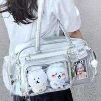 Tas Wanita Model Terbaru Langsung dari Pabrik, PVC Transparan Besar, Banyak Kantong, Tali Selempang Dapat Disesuaikan, Kantong Samping Awet, Ritsleting Tahan Air