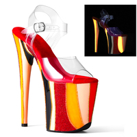 Chaussures de danse lumineuses de 20 cm, talons transparents en PVC, chaussures de strip-teaseuse, talons aiguilles, plateforme haute, chaussures brillantes pour la compétition